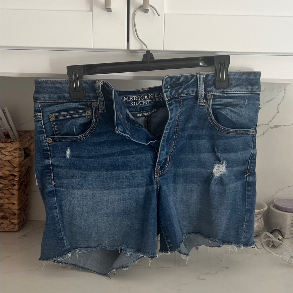 American Eagle Outfitters Ripped Blue Denim Shorts